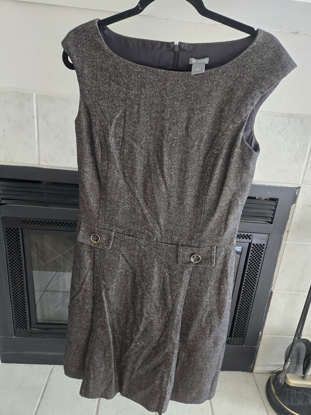 Ann Taylor Brown Tweed Midi Sheath Dress